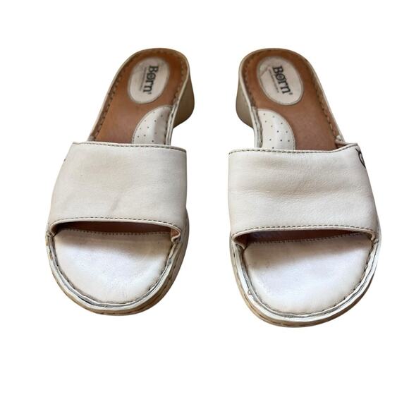 Børn White Leather Platform Slide Sandals | Size 7 | Y2K 2000's Retro Vintage - Picture 4 of 7